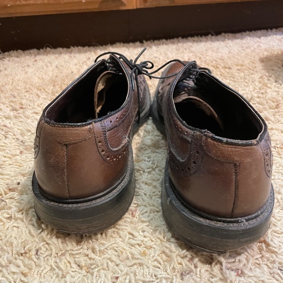 Vintage Mens Oxford Wingtip Burgundy Leather Brown Burgundy 10 1/2 C USA MADE! - Picture 4 of 4